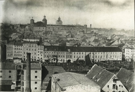 3cz. paroramy miastz z zamkiem, przed 1870 (MNS/A.Foto/15460; Szczecin)