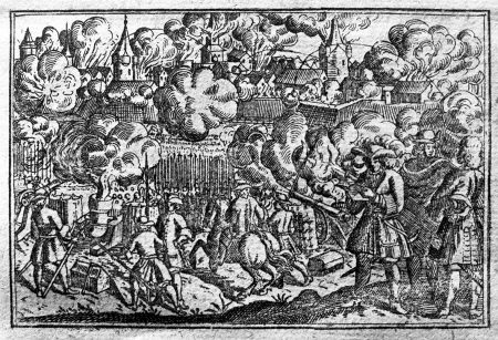 Szczecin. Widok ostrzału. Akwaforta z XVII wieku. 5,5 x 8,4cm. MNS/A.Foto/5117 A