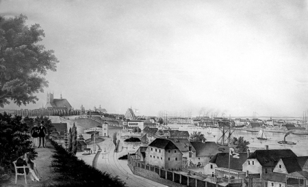 Widok Szczecina z ogrodu J.A. Sacka, W. Henning, ok. 1846 r. MNS/Graf-4032; MNS/A.Foto/16119